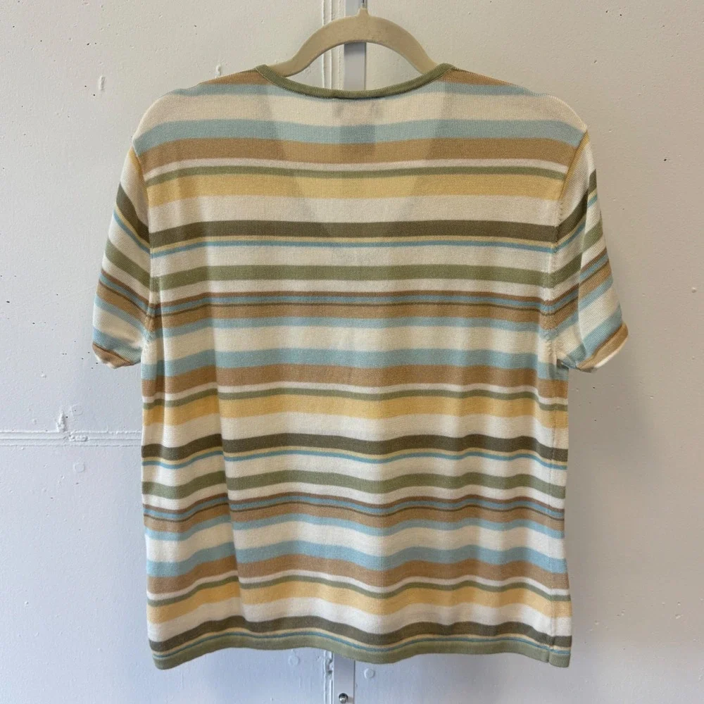 Vintage Talbot Set Striped Pastel Cardigan T-shirt 2 Piece Matching Set Neutral